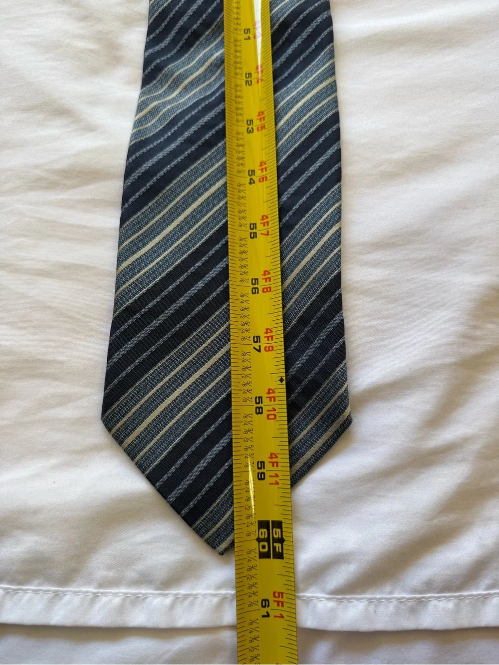 Yves Saint Laurent Pair of Striped Silk Ties in Yellow and Navy